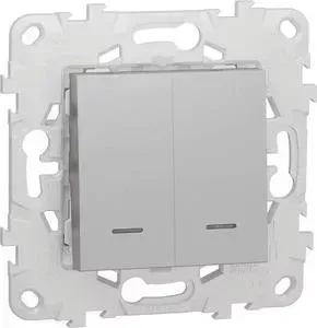 Выключатель Schneider Electric двухклавишный Unica New NU521130N