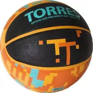 Мяч баскетбольный TORRES TT B02127, р.7, резина, нейлон. корд, бут. кам., черный-мультиколор