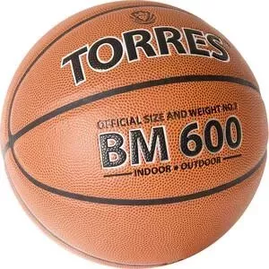 Мяч баскетбольный TORRES BM600 B32027, р.7, ПУ, нейлон. корд, бут. камера, темнокоричневый-черный