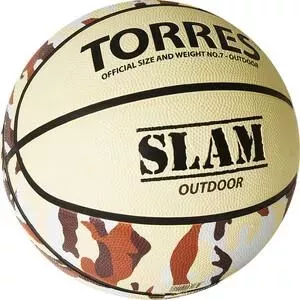 Мяч баскетбольный TORRES Slam B02067, р.7, резина, нейлон. корд, бут. кам, бежево-хаки