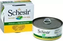 Консервы Schesir для собак ЦЫПЛЁНОК+ВЕТЧИНА 150 г (132.С683а)