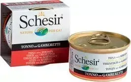 Консервы Schesir для кошек,ТУНЕЦ+КРЕВЕТКИ, 85 г (132.С138)