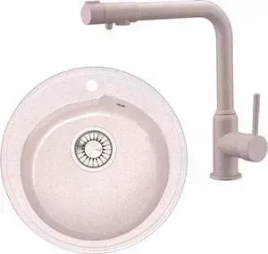 Мойка кухонная и смеситель Glanz и смеситель JL-004-33 бежевый, с сифоном (JL-004-33, 13044-4)