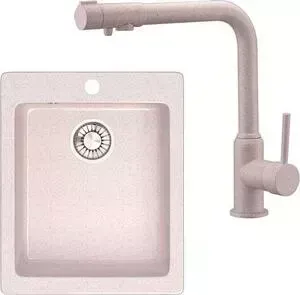 Мойка кухонная и смеситель Glanz и смеситель JL-008-33 бежевый, с сифоном (JL-008-33, 13044-4)