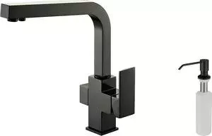Смеситель для кухни KAISER Sonat Black-Mat с дозатором жидкого мыла, черный матовый (34044-9,KH-3002 BP)
