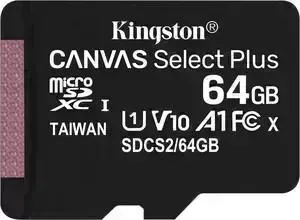Карта памяти KINGSTON microSDXC 64GB Canvas Select Plus (class 10/UHS-I/U1/100MB/s)