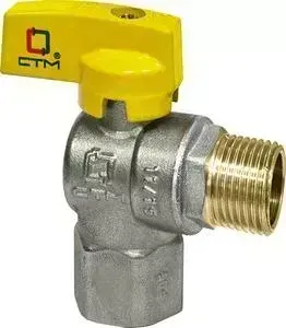 Кран СТМ шаровый для газа угловой 1/2 штуцер/гайка, бабочка (CGLMFB12)