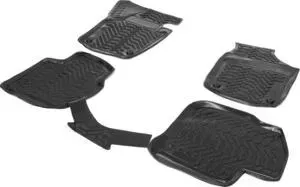 Коврики салона AutoFlex для Skoda Rapid I, II лифтбек (2012-)/Volkswagen Polo VI лифтбек (2020-), полиуретан, черные, 4 части, с крепежом, 9510101