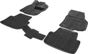 Коврики салона AutoFlex для Volkswagen Tiguan II (DSG РКПП) (2016-н.в.), полиуретан, черные, 4 части, с крепежом, 9580201