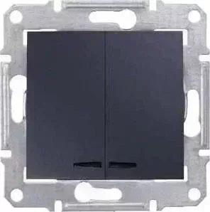 Выключатель Schneider Electric двухклавишный с синей подсветкой Sedna 10A 250V SDN0300370
