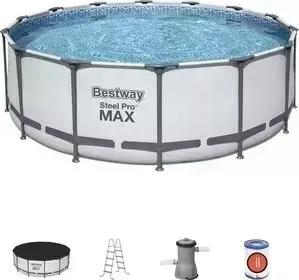 Бассейн каркасный BESTWAY Steel Pro Max 427х122см, 15232л, фильтр-насос 3028л/ч, лестница, тент, 5612X BW