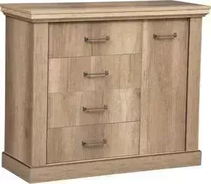 Комод ОЛМЕКО 39.02 Антика дуб каньон/белый/профиль: Masa Decor дуб каньон/профиль: Kroning дуб каньон патина JST