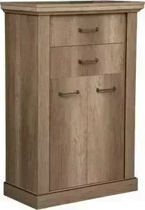 Комод ОЛМЕКО 39.03 Антика дуб каньон/белый/профиль: Masa Decor дуб каньон/профиль: Kroning дуб каньон патина JST