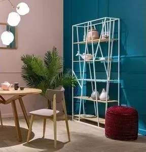 Стеллаж Akur Loft Stockton металлокаркас белый декор прозрачный лак