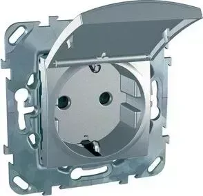 Розетка Schneider Electric Unica с/з со шторкамии крышкой 16A 250V MGU5.037.30TAZD