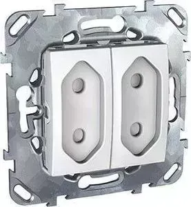 Розетка Schneider Electric двухмодульная Unica б/з со шторками 10A 250V MGU5.3131.18ZD