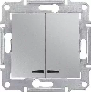 Выключатель Schneider Electric двухклавишный с синей подсветкой Sedna 10A 250V SDN0300360