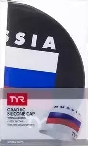 Шапочка для плавания TYR Russia Silicone Swim Cap, силикон, черный (LCSRUS/001)