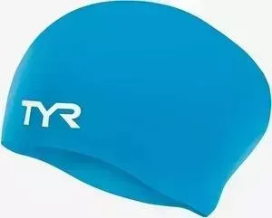 Шапочка для плавания TYR Long Hair Wrinkle-Free Silicone Cap, силикон, голубой (LCSL/420)