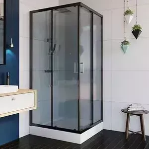 Душевой уголок Alex Baitler 90x90 с поддоном, тонированный, черный (AB144-B90, AB9017H-1)