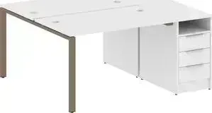 Стол RIVA с тумбой Metal System на П-образном металлокаркасе БП.РС-СТП-2.2 белый/мокко металл 161,2x147,5x75