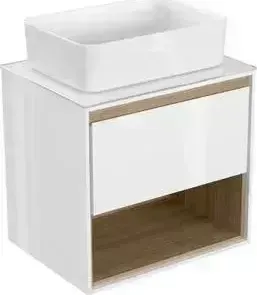 Тумба с раковиной CERSANIT с Louna 60 со столешницей, белая (SP-SZ-LOU60-BL/Wh + P-UM-CRE50/1-oc-RC)