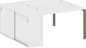 Стол RIVA со шкафом-купе Metal System на П-образном металлокаркасе БП.РС-СШК-1.2 белый/мокко металл 161x147,5x75
