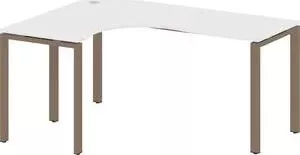 Стол RIVA криво Metal System левый на П-образном металлокаркасе БП.СА-4 (L) белый/мокко металл 160x120x75