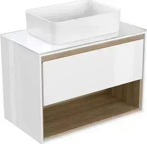 Тумба с раковиной CERSANIT с Louna 80 со столешницей, белая (SP-SZ-LOU80-BL/Wh, P-UM-CRE38/1-oc-R)