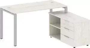 Стол RIVA с тумбой Metal System на П-образном металлокаркасе БП.РС-СТС-2.3 (R) дуб наварра/серый металл