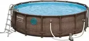 Бассейн каркасный BESTWAY 56725 BW ротанг 488х122 см 19480л фильтр-насос 5678 л/чтент лестница