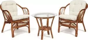 Террасный комплект (2 кресла + стол) TetChair Bogota с подушками ротанг coco brown (коричневый кокос)