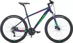 Велосипед FORWARD Apache 27.5" 3.2 Disc (2021) 21" фиолетовый/зеленый
