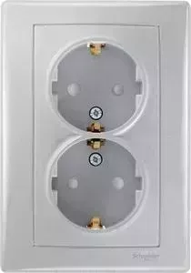 Розетка Schneider Electric двойная Sedna с/з со шторками 16A 250V SDN3000760