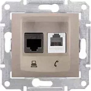 Розетка Schneider Electric телефонная RJ-11 и Ethernet RJ-45 Sedna UTP SDN5100168