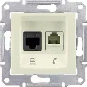 Розетка Schneider Electric телефонная RJ-11 и Ethernet RJ-45 Sedna UTP SDN5200147