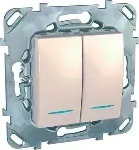 Переключатель Schneider Electric двухклавишный с подсветкой Unica MGU5.0303.25NZD