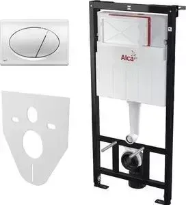 Инсталляция для унитаза AlcaPlast AM101/1120 с клавишей хром M071 с шумоизоляцией M91 (AM101/1120-4:1RS M71-001)