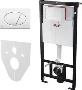 Инсталляция для унитаза AlcaPlast AM101/1120 с белой клавишей M070 с шумоизоляцией M91 (AM101/1120-4:1RS M70-0001)