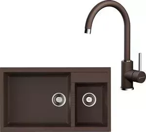Мойка кухонная и смеситель OMOIKIRI и смеситель Tedori 86-2-LB DC темный шоколад (4993936, 4994105)