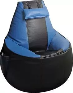 Бескаркасное игровое кресло Mypuff Геймер черно-синее экокожа G_057_061