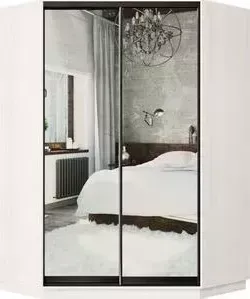 Шкаф-купе Классика 88 (каркас каттхульт, фасады 01/01 зеркало) профиль черный муар 88.2200.1500.600.(01.01.).03.(00.00.).07