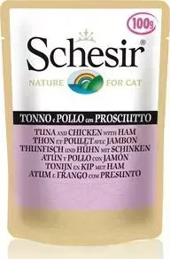 Пауч Schesir и для кошек,Тунец и Курица с Ветчиной, 100 г (132.С577)