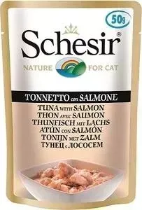 Пауч Schesir и для кошек, Тунец с Лососем, 50 г (132.С763)