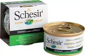 Консервы Schesir для кошек ТУНЕЦ+ЦЫПЛЁНОК 85 г (132.С137)