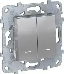 Переключатель Schneider Electric двухклавишный с подсветкой Unica New NU521330N