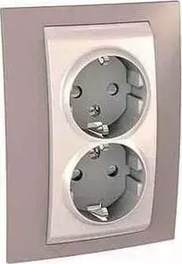 Розетка Schneider Electric двойная Unica с/з со шторками 10A 250V MGU63.067.574