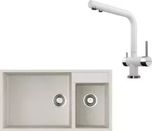 Мойка кухонная и смеситель OMOIKIRI и смеситель Tedori 85-2-U PL платина (4993947, 4994054)
