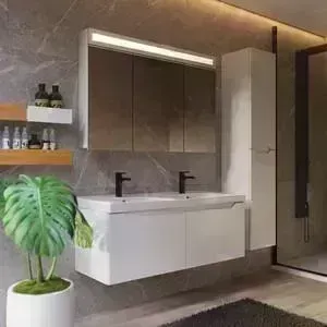 Мебель для ванной Dreja W 125 с двумя чашами, белый глянец