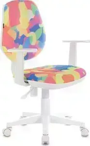 Кресло офисное Brabix Fancy MG-201W с подлокотниками, пластик белый с рисунком Abstract 532406